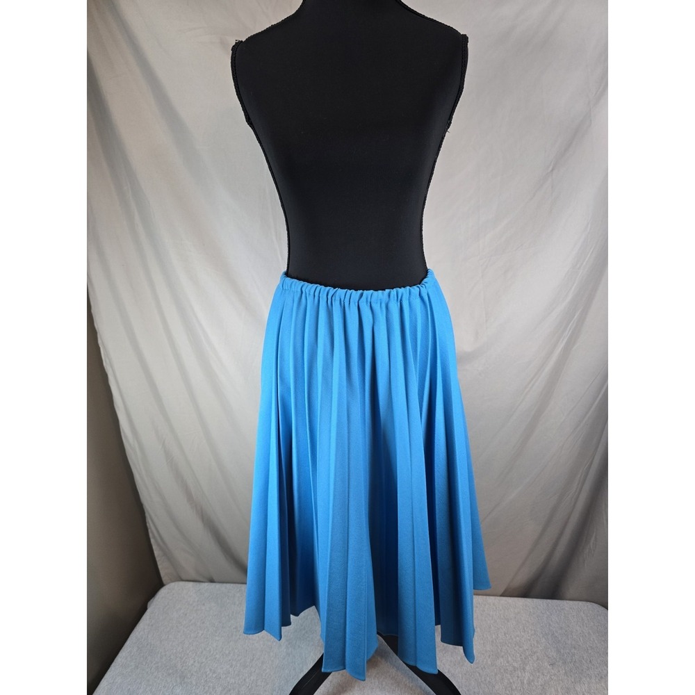 Bright Blue Pleated Dance Or Preformance Skirt, Elastic Waist, Unbranded
